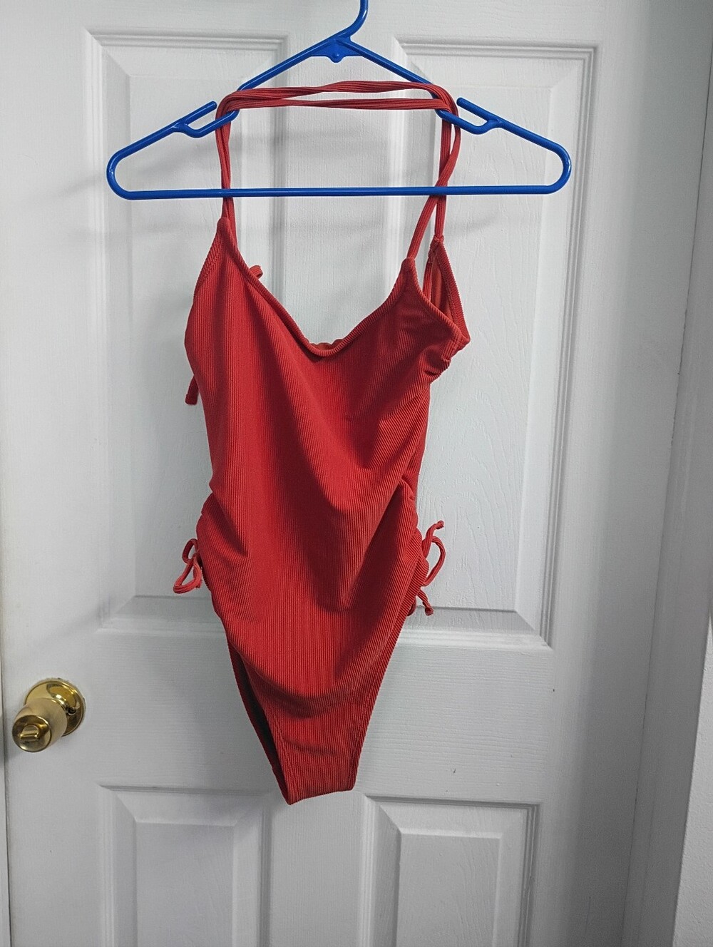 Xhilaration Orange Ribbed One-Piece Swimsuit